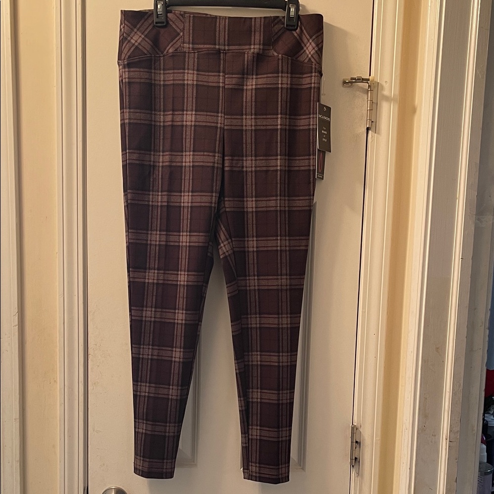 Zac & Rachel Brown Plaid Straight Leg Pants